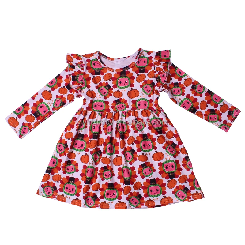 Smocked clothing for kids sassy off-shoulder cartoon printed frock dress 4 months kids frock milk silk fancy nancy girl clothes