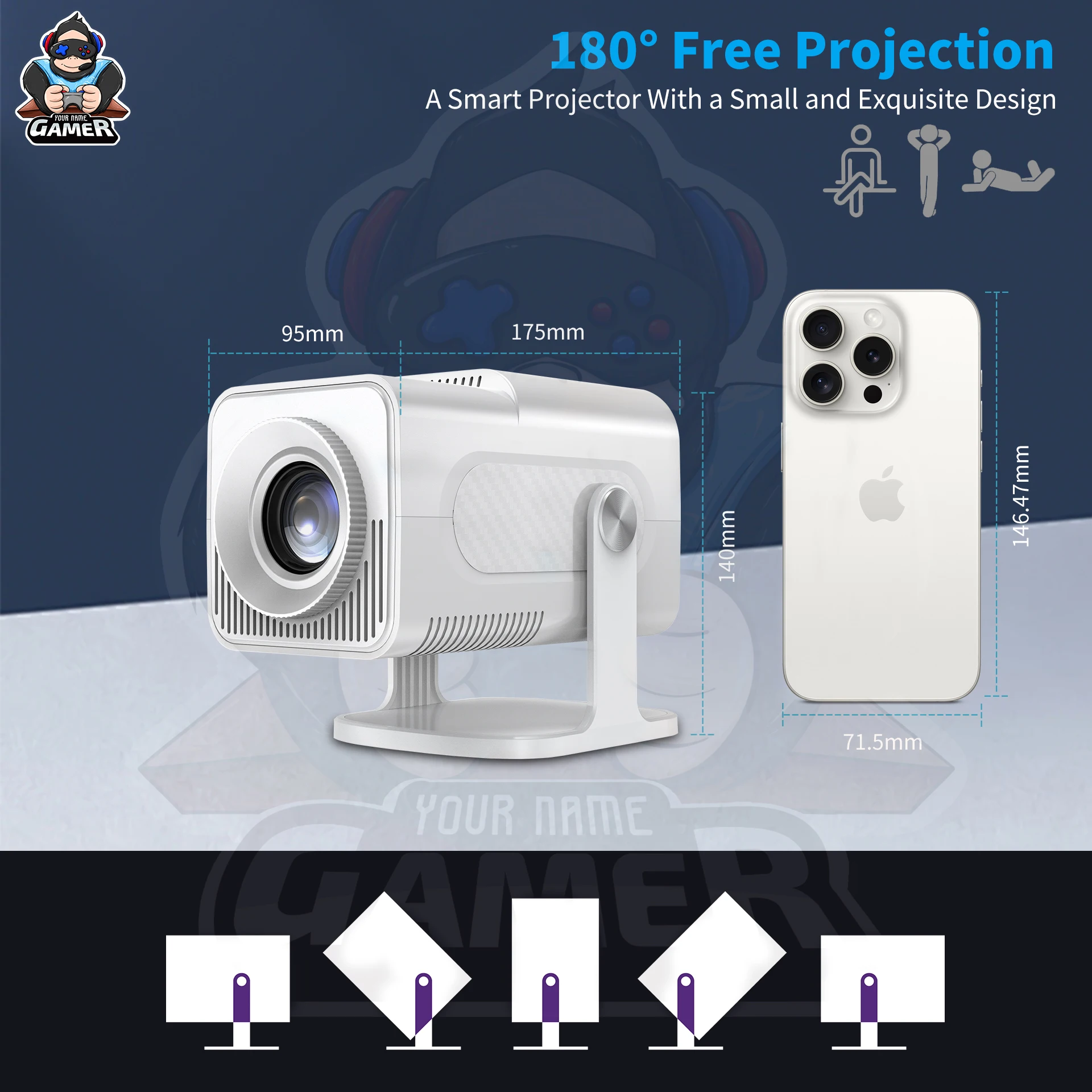Latest HCS350 max Gaming Projector AllwinnerH713 3D 4k HD Android 11 High lumen wireless Smart projector with wireless gamepad