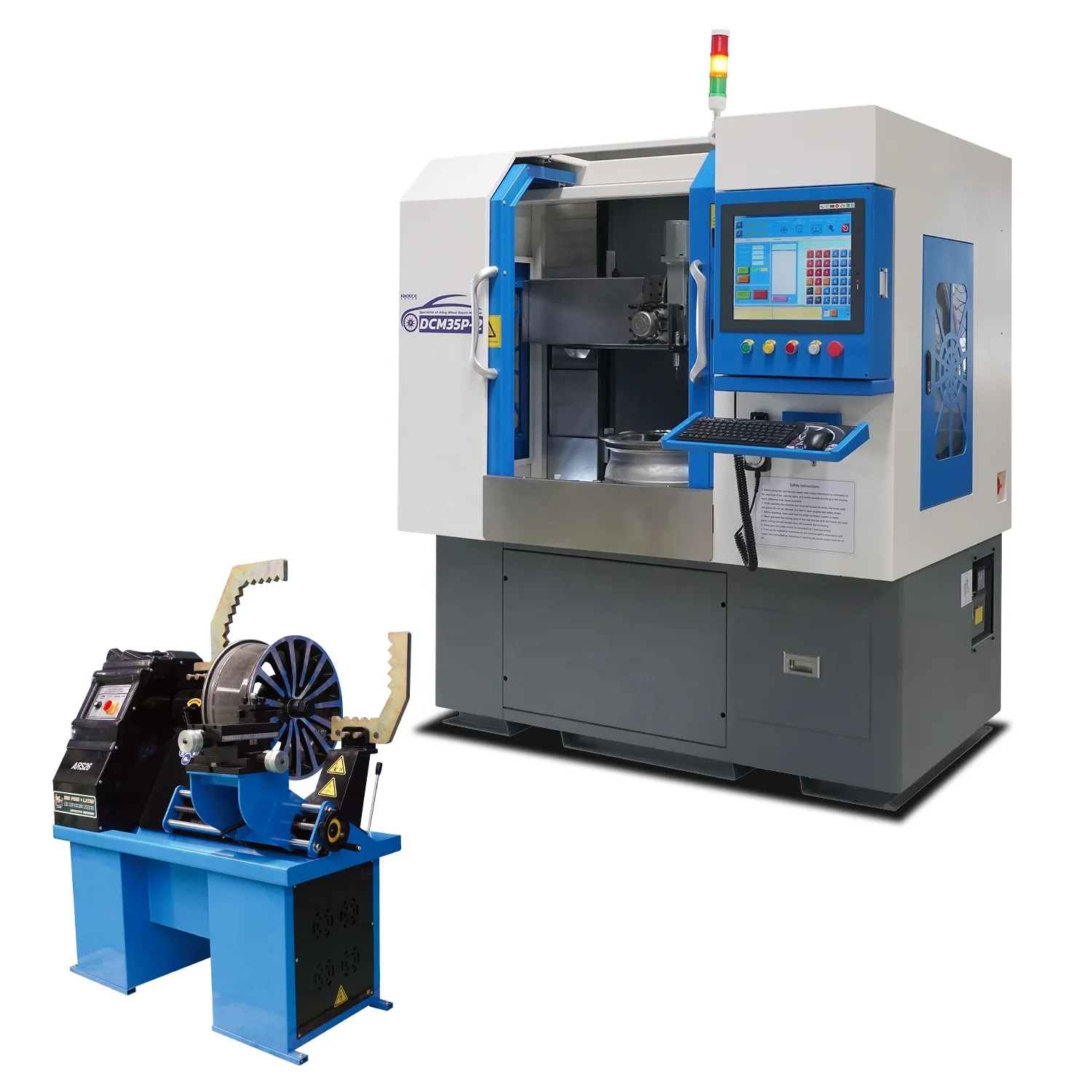 Diamond cutting alloy wheels repair cnc lathe machine torno reparador de llantas wheel rim repair machine DCM35P-2