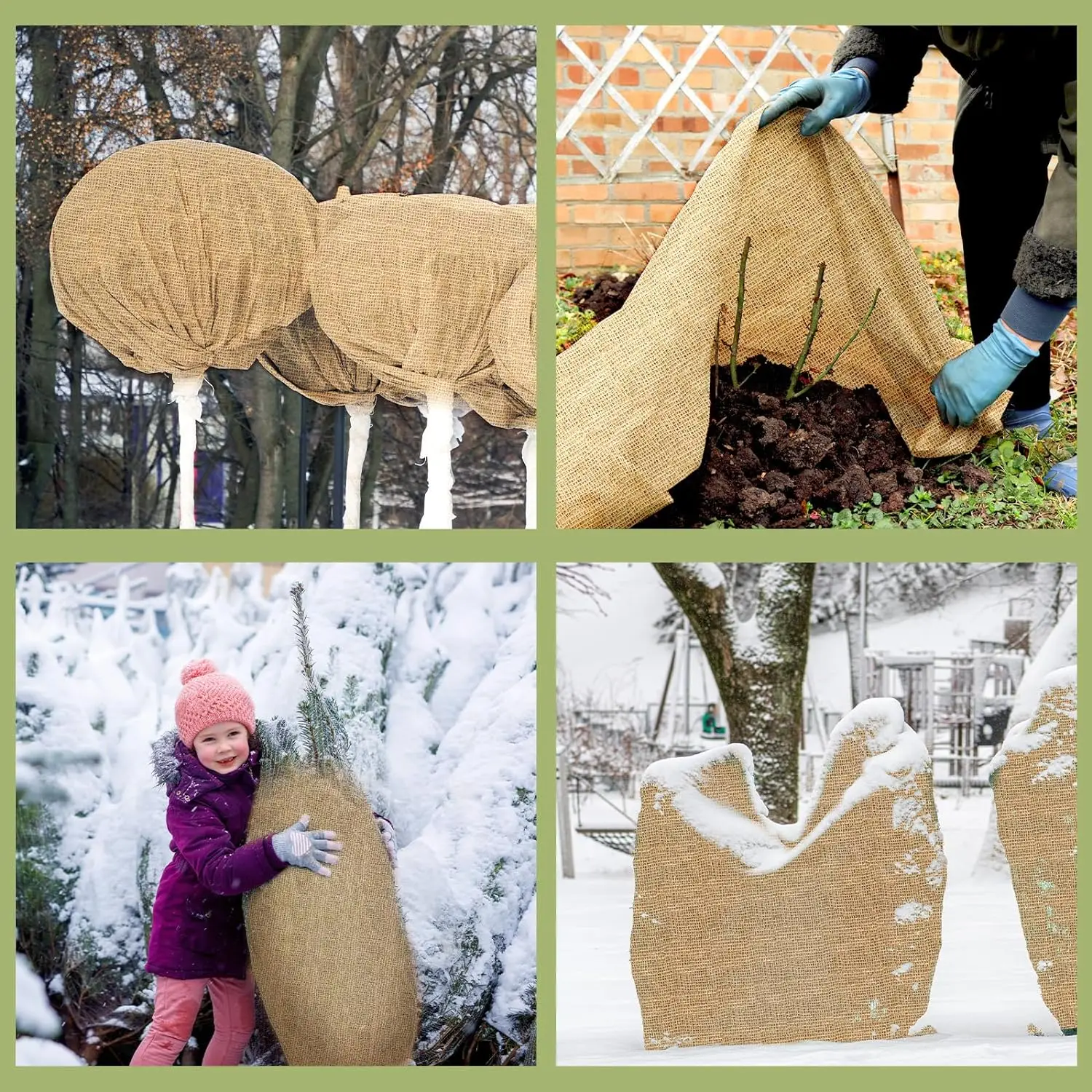 45 inch Width Winter Burlap Fabric Roll Jute Garden Fabric for Outdoor Garden Plants Tree Covering