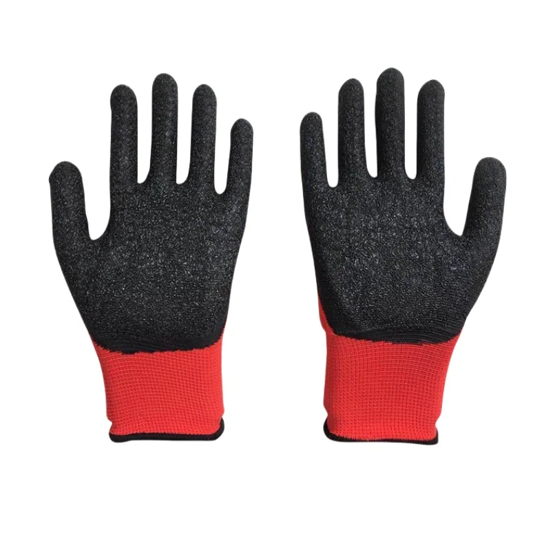 Wholesale latex Red padded foam breathable construction gloves Work safety gloves Nylon gloves