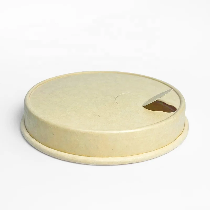 PLA Coated Bagasse Biodegradable Compostable Cup Lids Disposable Leakproof 80mm 90mm Flat Lid Takeout Coffee Cup Paper Cup Lid
