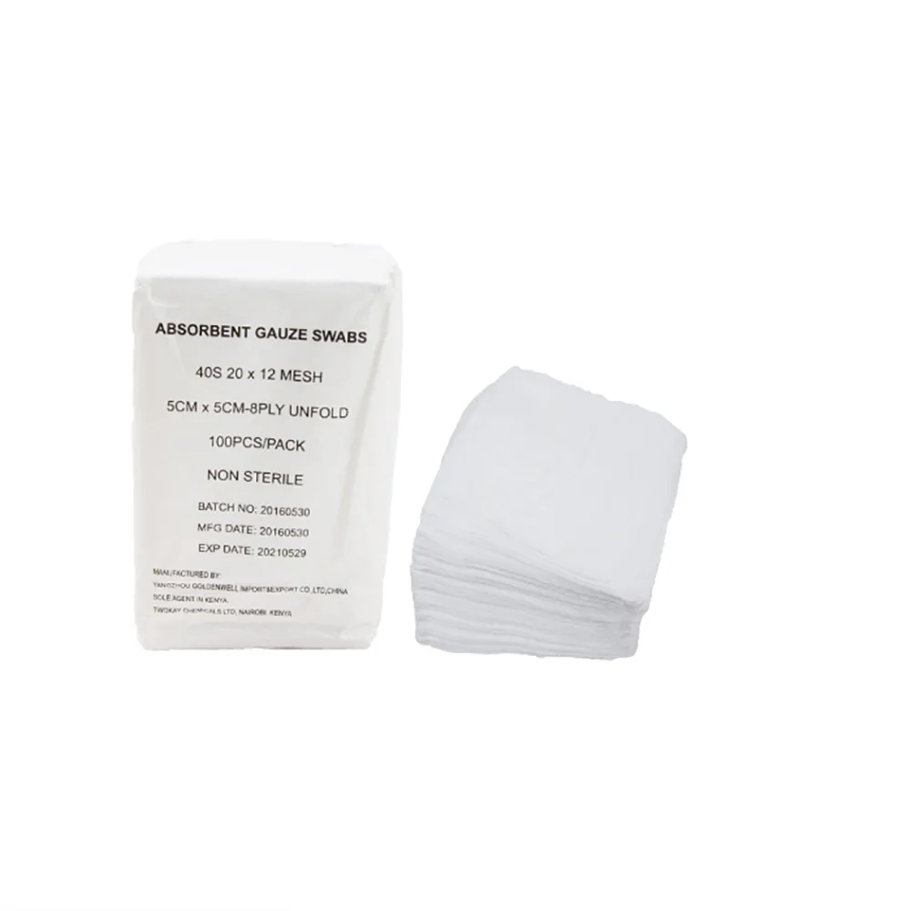 Competitive Price Gauze Swab Pad Compress 4ply 8ply 12ply 16ply X-ray Detectable Unfolded Edge Non Sterile Medical Sponge