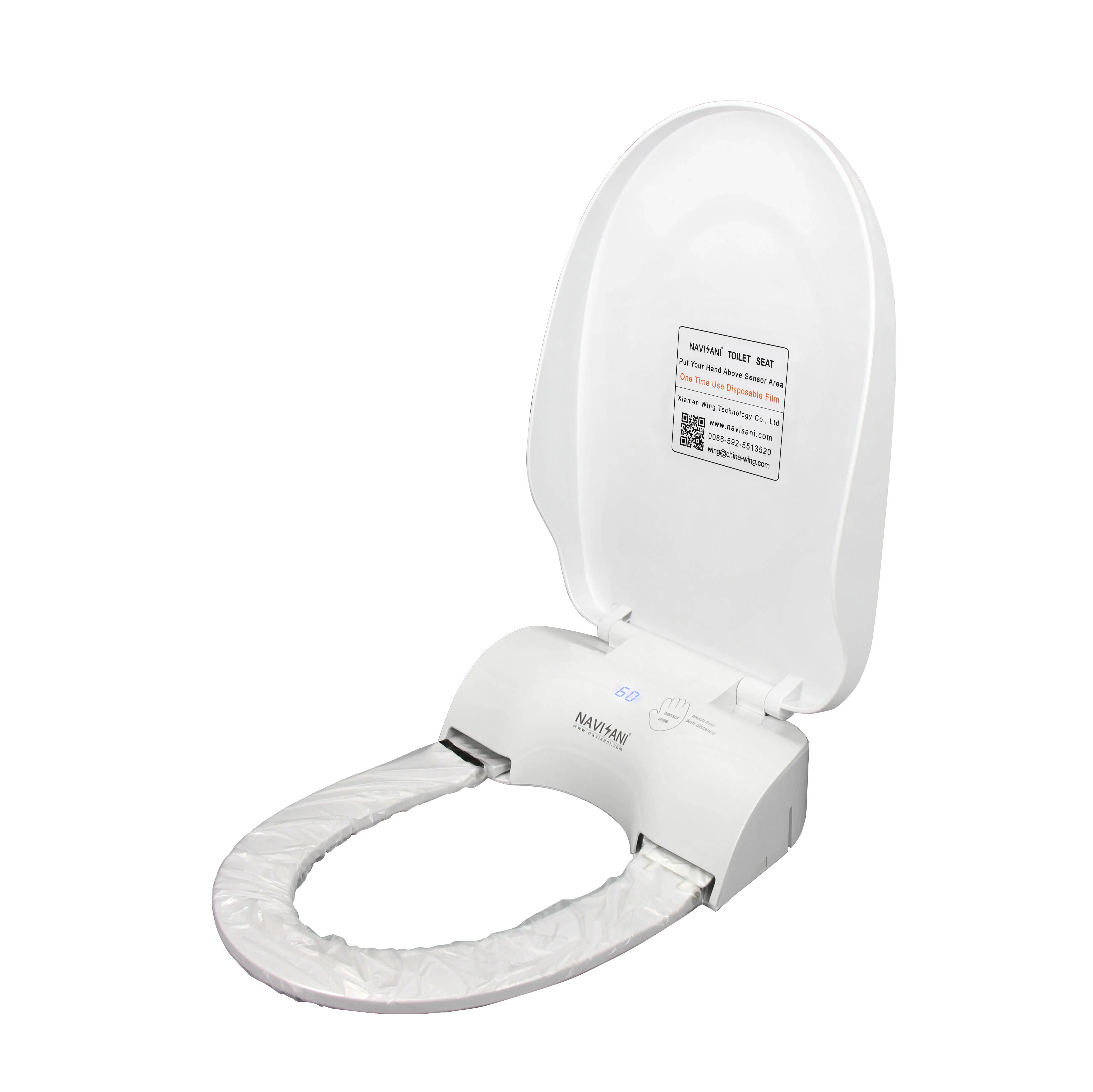 Modern Design Wireless Sensor Activated Automatic V-Shaped Elongated Plastic Toilet Seat Cover for Bathroom