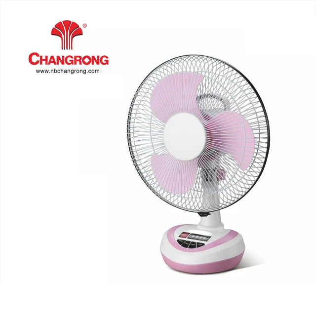 Changrong Manufacturer AC DC Emergency Fan 12 inch Portable Table solar ventilation fan with LED Light and Timing Function