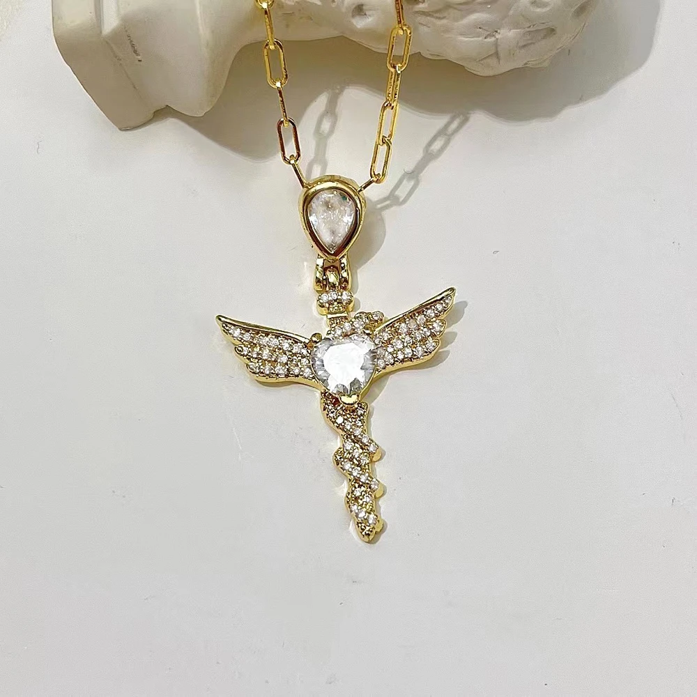 Dazzling zircon cross pendant necklace