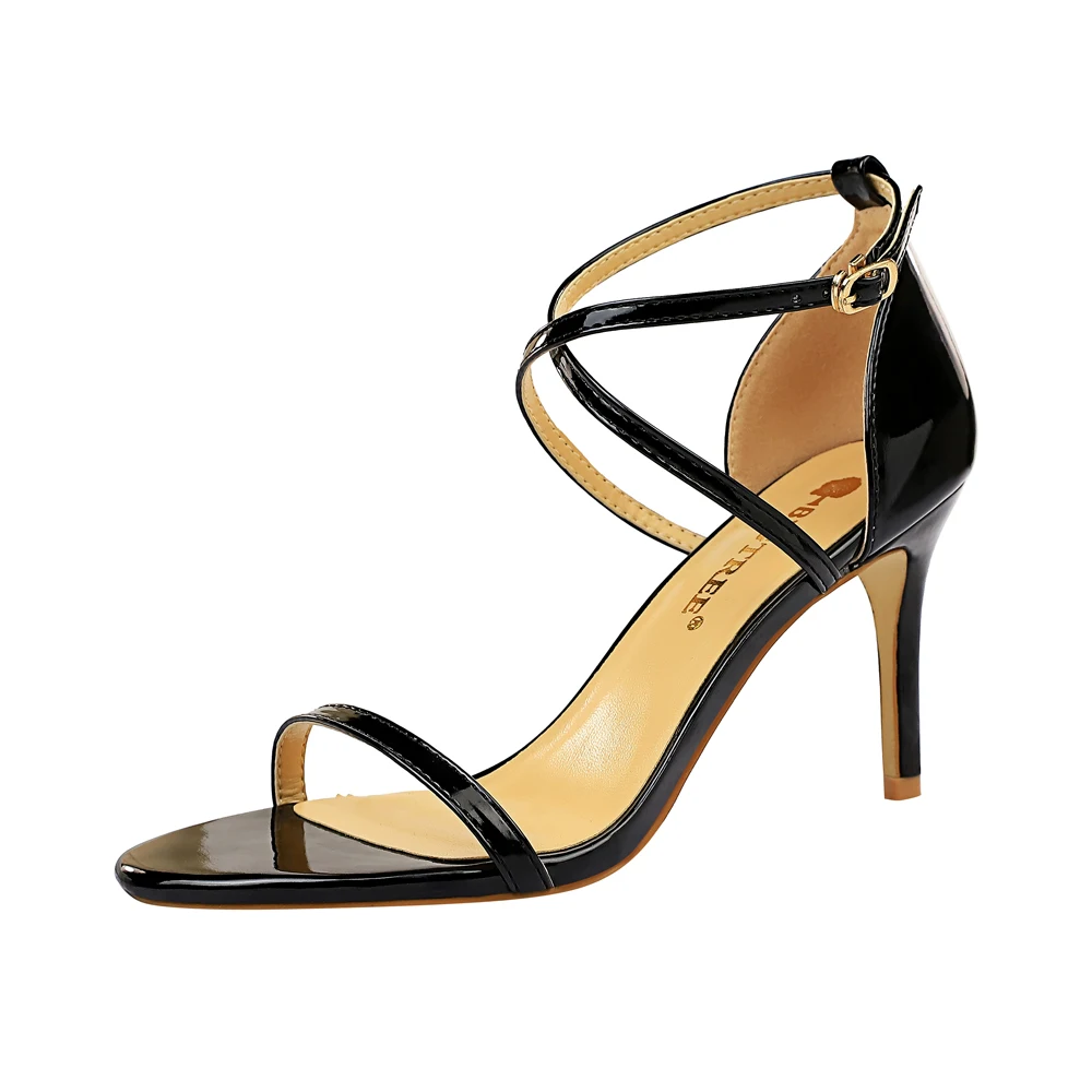 126-A8, Европейская и американская мода, сексуальный ночной клуб, открытый носок, металлический крест, на высоком каблуке-шпильке, женские сандалии на высоком каблуке