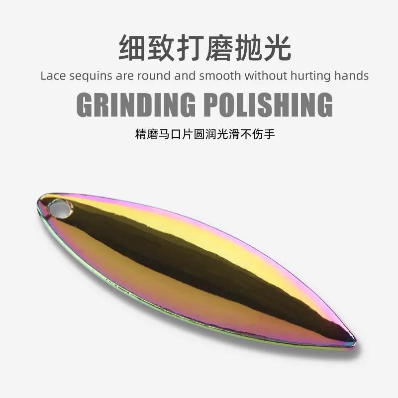 NEW DIY Gold Silver Spinner Willow shape Spoon lure Colorful Copper Metal fishing spinner lures Tackle bait