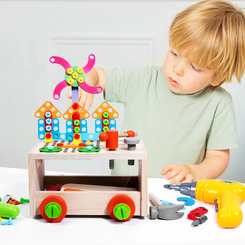 New Design Wooden Screw Tool Juguetes Montessori Role Play Tool Set Busy Board Puzzle Games Educational Toys For Kids Boys Girls
