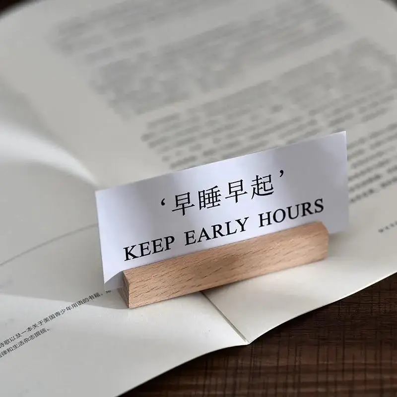 Tailai Solid Wood Custom Business Card Holder Stand Gift Card Display Base Wooden Block Business Card Holder