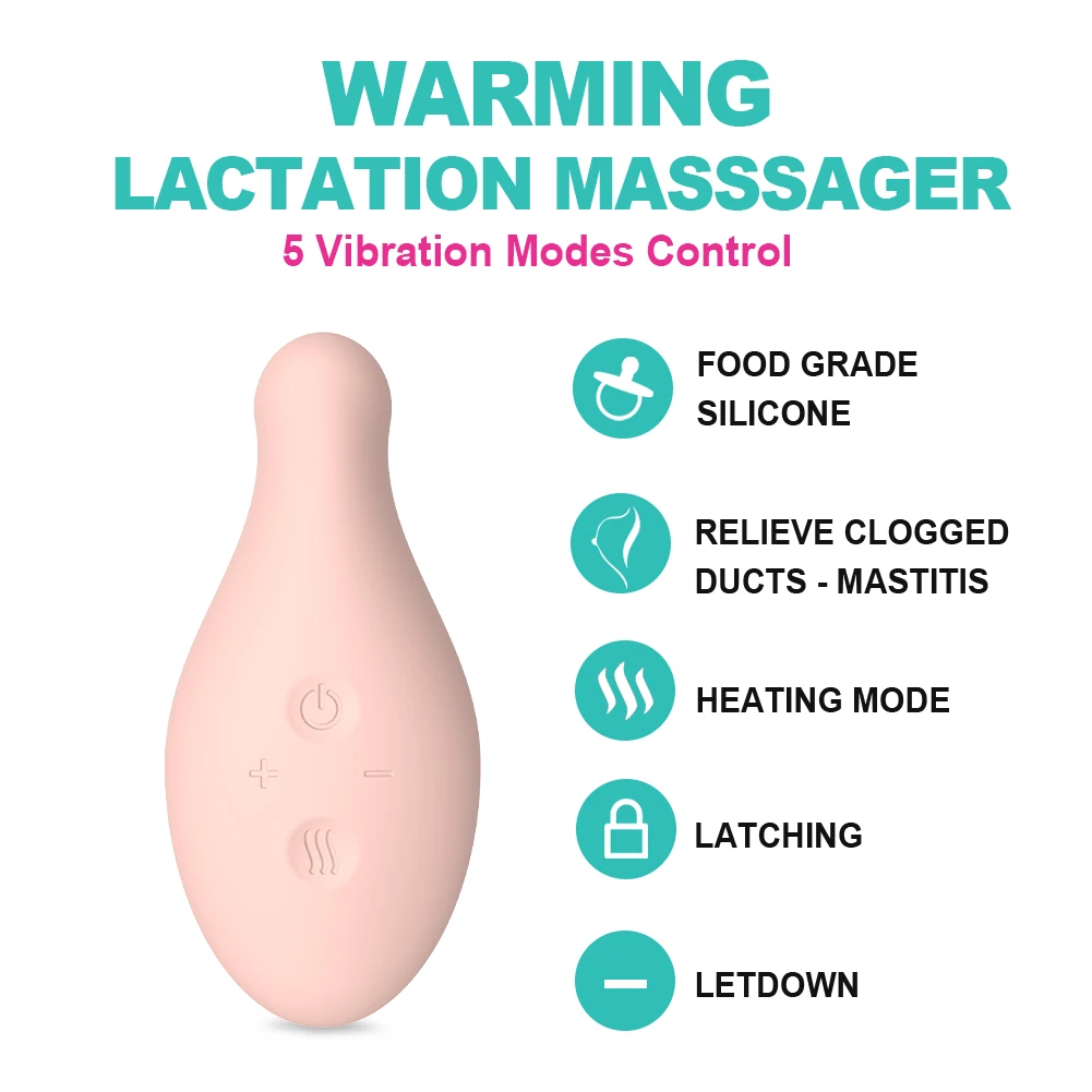 5 Gear high quality professional medical silicon roller breast milk warming and vibration lactation massager
