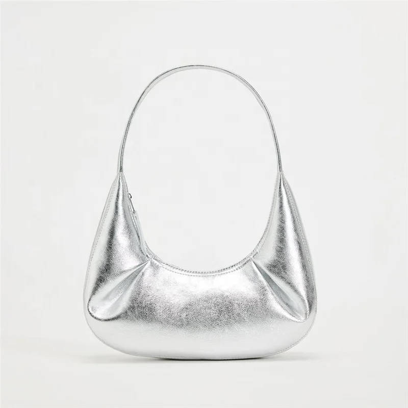 designer chic custom underarm bag luxury metallic silver shoulder bag purse elegant girls exquisite handcrafted hand bag 2024