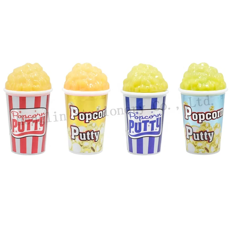 New arrival popcorn shape colorful putty slime kids toys drink shape glitter slime DIY blowing bubble slime making kit
