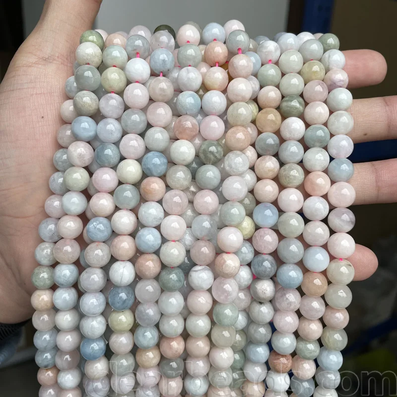 Wholesale Natural Good Quality Rainbow Morganite Gemstone Beryl Loose Bead for Jewelry Making 4mm 6mm 8mm 10mm 12mm