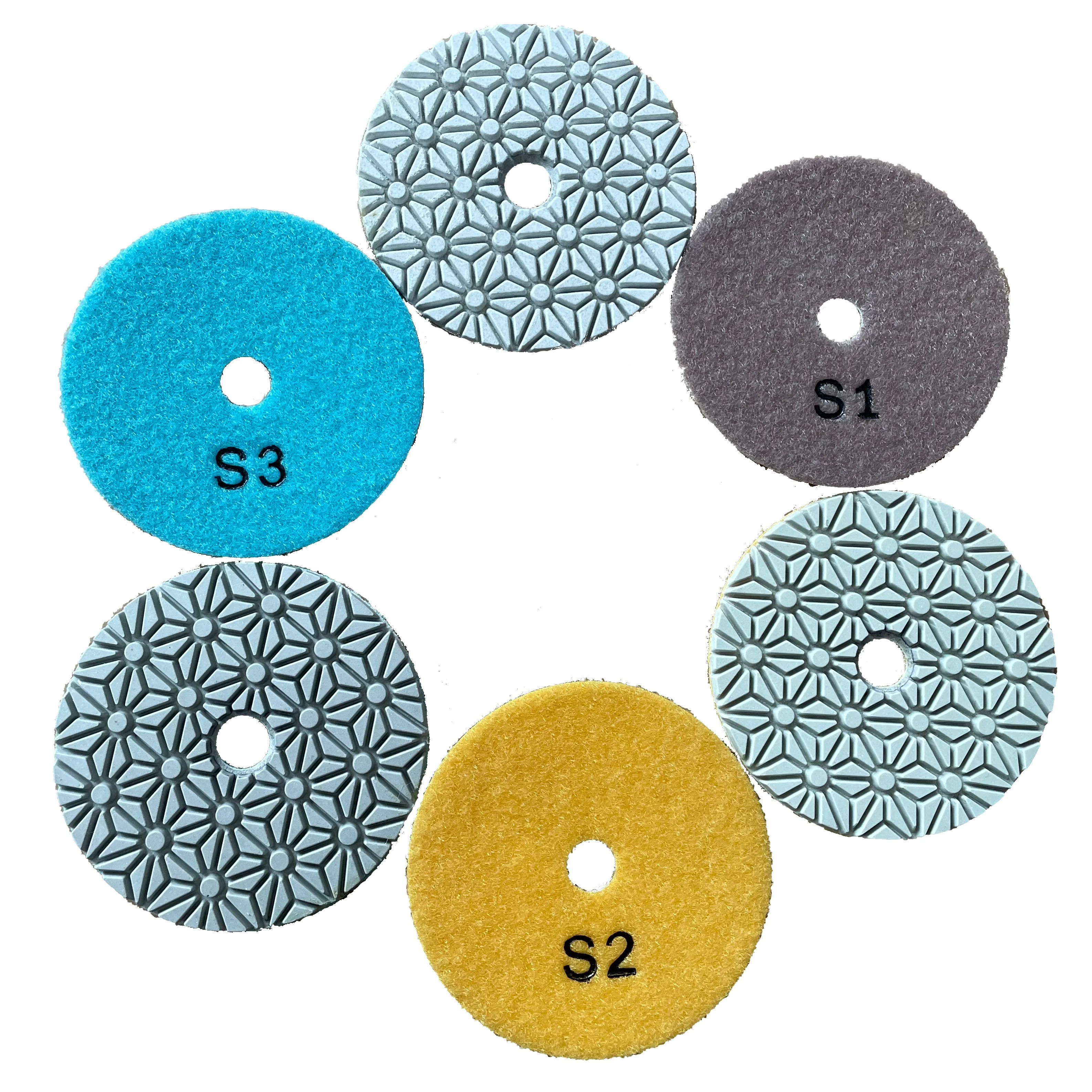 3 steps 4inch 100mm Flex Polishing Pads for Granite Marble Quartz Stone