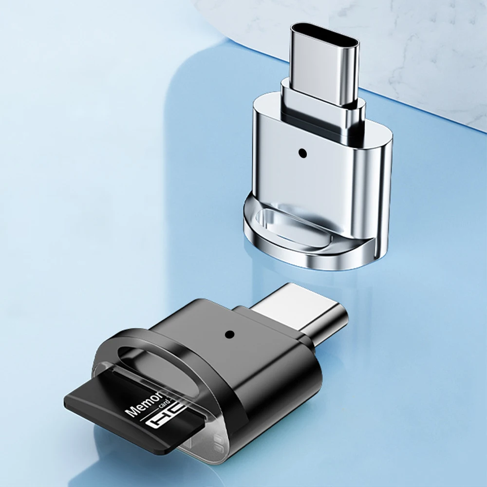 Mini OTG Metal Type C Card Reader For Mini Sd Card / Tf / Memory Card To Usb Flash Drive For Type C Adapter / Converter