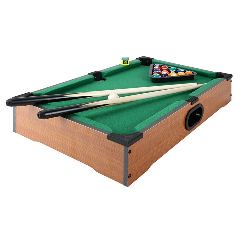 Mini Tabletop Pool Set- Billiards Game Includes Game Balls, Sticks, Chalk, Brush and Triangle-Portable and Fun for the family
