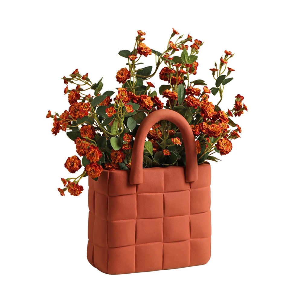 
Nordic creative handbags flower pots flower vase for home decor with dri flowers 