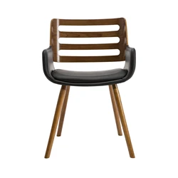 High Quality Vintage Breathable Solid Wood Backrest and PU Leather Upholstered Seat Dining Chair