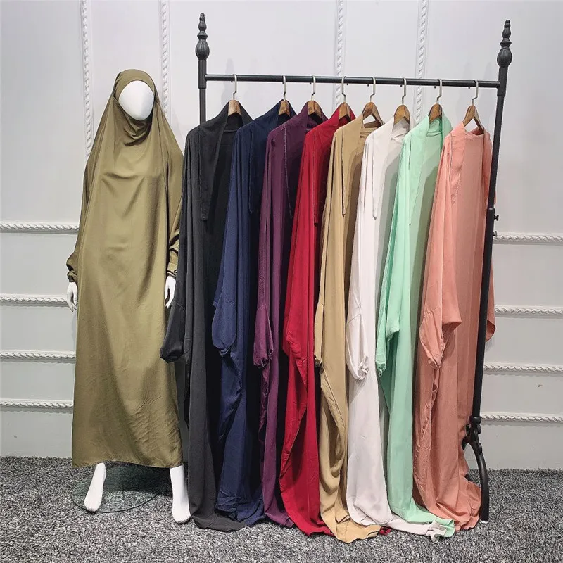 Factory Hot Sales Modern Design Islamic Maxi Long Jilbab Muslim Ramadan Abaya W/ Hijab Women Prayer Dress With Hijab