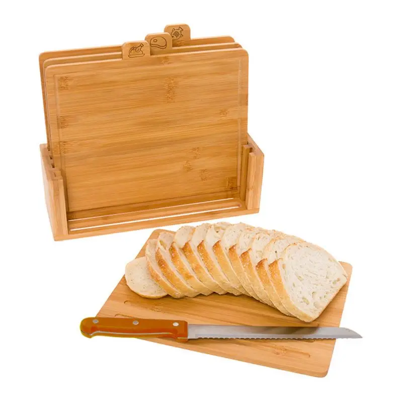 2023 Hot Selling Competitive Price Laser Blanks 4pc bamboo wood Cutting Board set with base