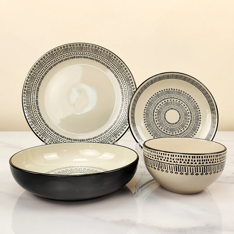 Factory Direct Eco-Friendly High Quality Ceramic Dinnerware Set Cheap Price Charger Plates Tableware Sets in Dishes Plates Shape