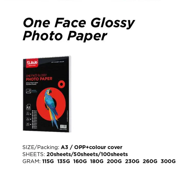 A3 180g-230g one face High Gloss   One Side Photo Paper for Inkjet Printers Waterproof Label Jojo Paper Color Inkjet Photo Paper