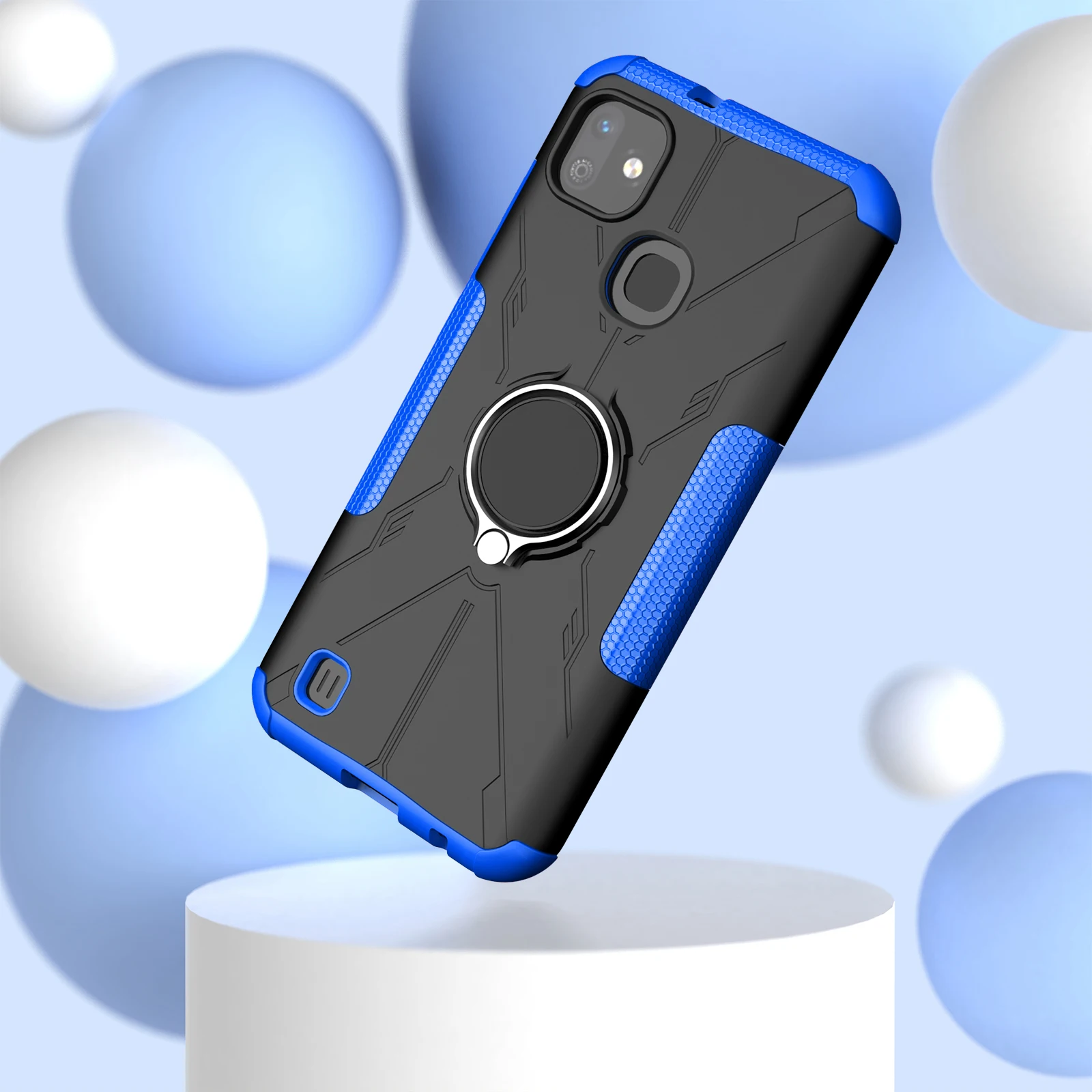 Magnetic TPU phone case Oem/Odm Bumper Rugged PC Cellphone Case For Infinix Smart HD 2021 With Ring Kickstand