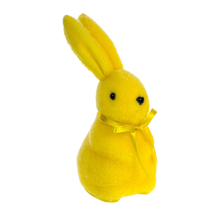 2023 New Arrival  Bunny Easter Decoration Plush Long Ears Black Eyes Yellow Easter Rabbit Bunny Ornament