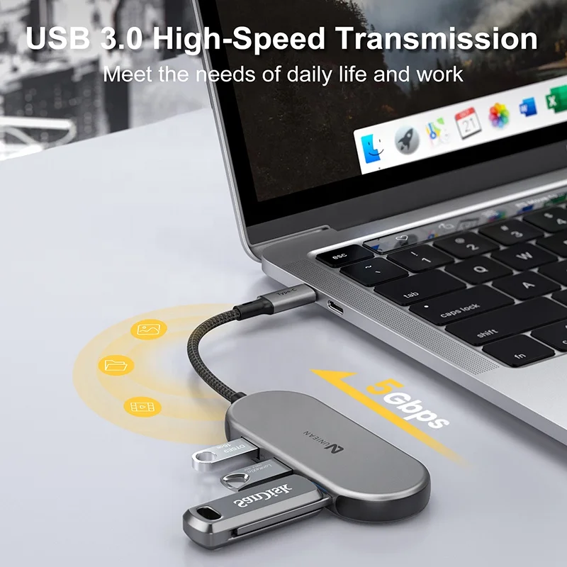 Multiple Adapter 3.0 Usb Type C Docking Hubs 4 Port Type-c  Usb-c Hub 7 In 1 To Hdmi For Macbook Dell