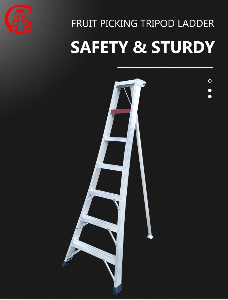 Tripod aluminum Agriculture 10 Steps Orchard Cherry Aluminum Harvest Tripod Fruit Ladder repair tree ladder