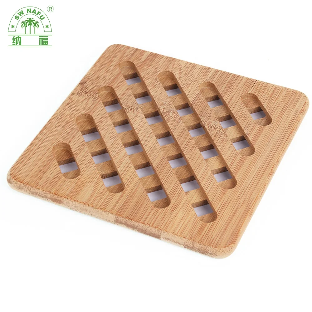 
Natural bamboo heat-resistant non-slip hot pot pad teapot trivet holder 
