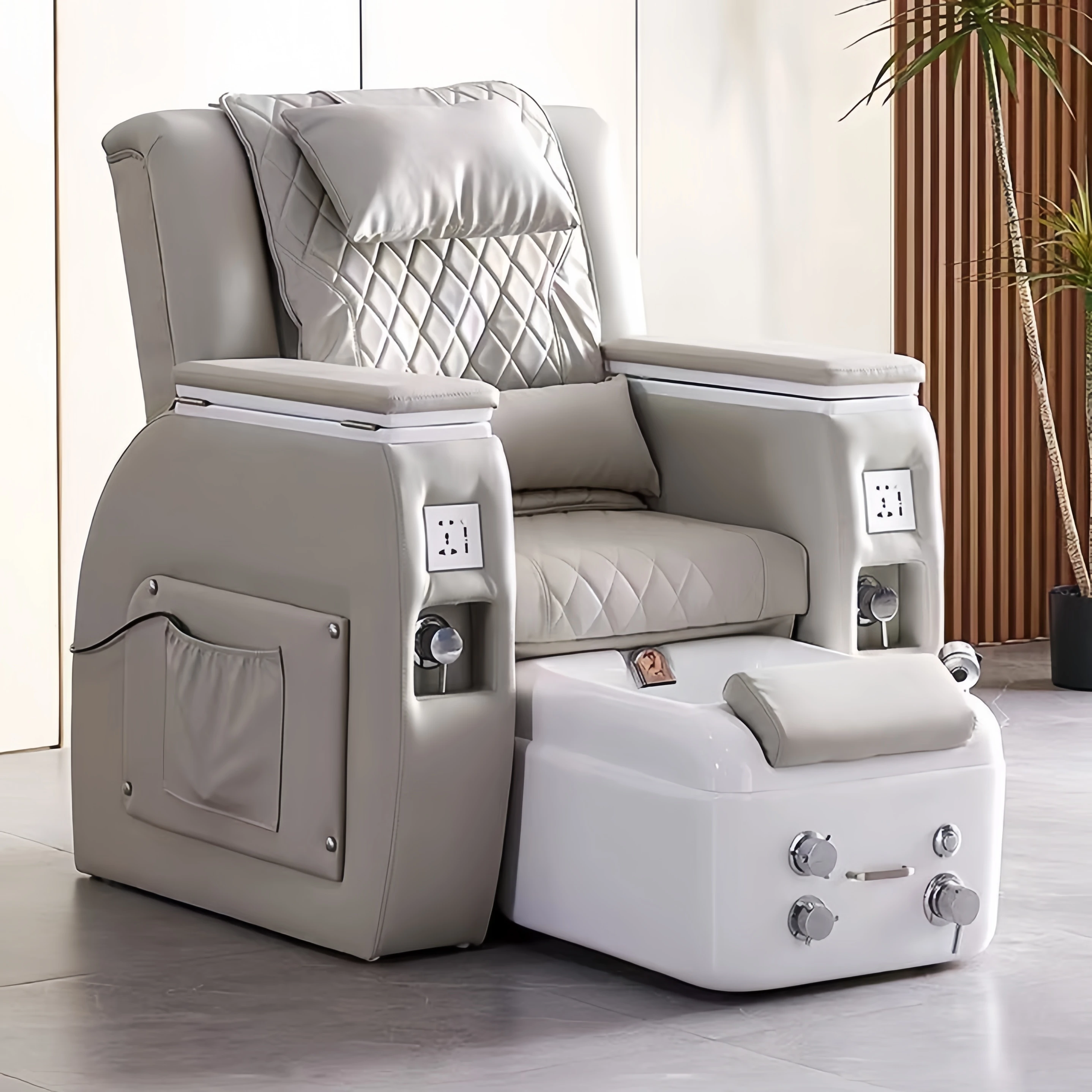 Luxury Beauty Nail Salon Furniture Pipeless Whirlpool Discharge Pump Foot Spa Massage Manicure Pedicure Chair