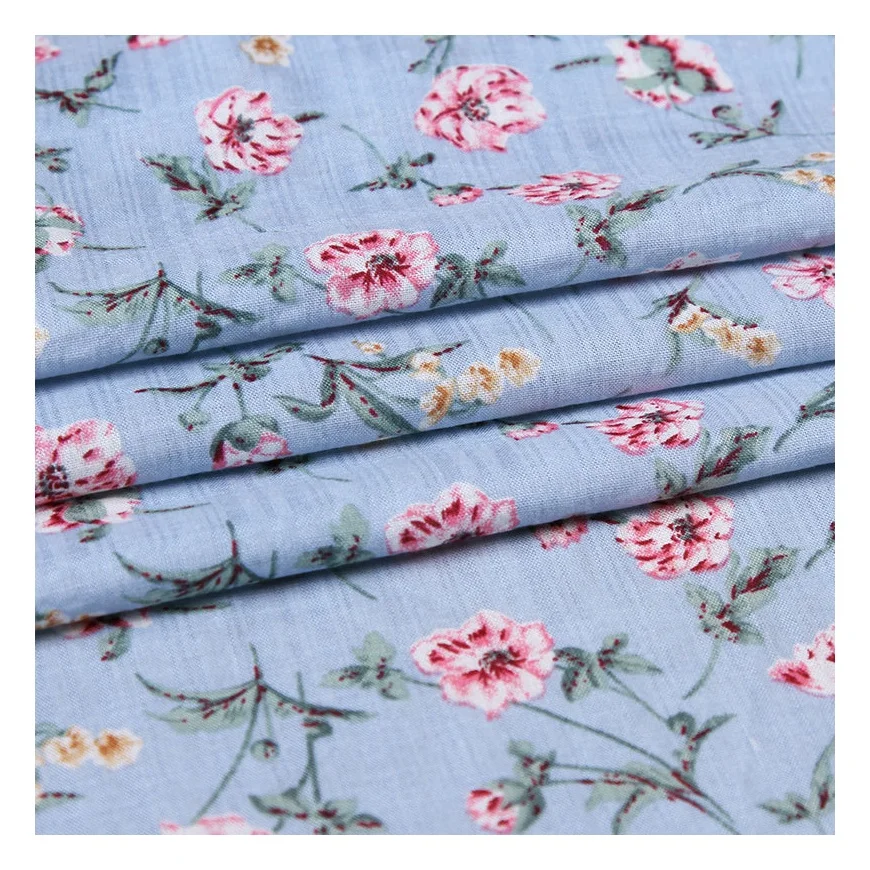 Hot selling floral printed cotton fabric digital print plain woven liberty fabric for dress