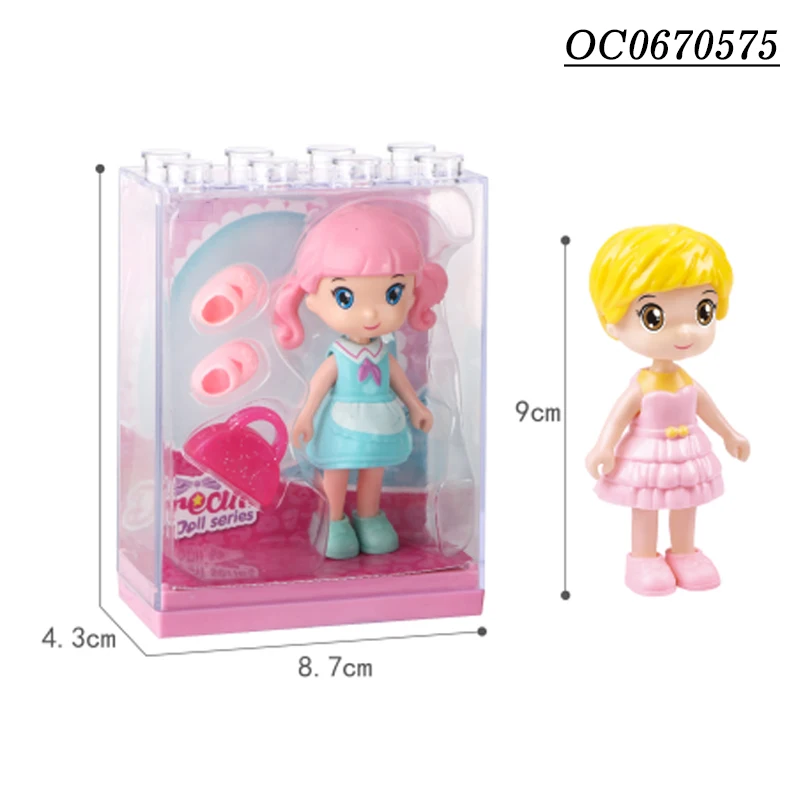 Cartoon lovely little girls plastic dolls toys for child with dress up accessories