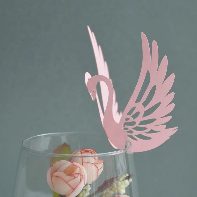 Colorful peacock laser cut  paper crafts place cards for wine glass