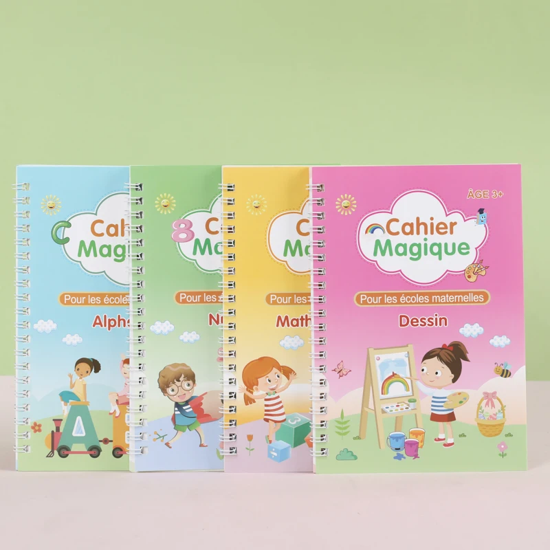 French 3D Groove Magic Practice Copybook Children Book Learning Numbers French Letters Calligraphy Writing Exercise Books Gift