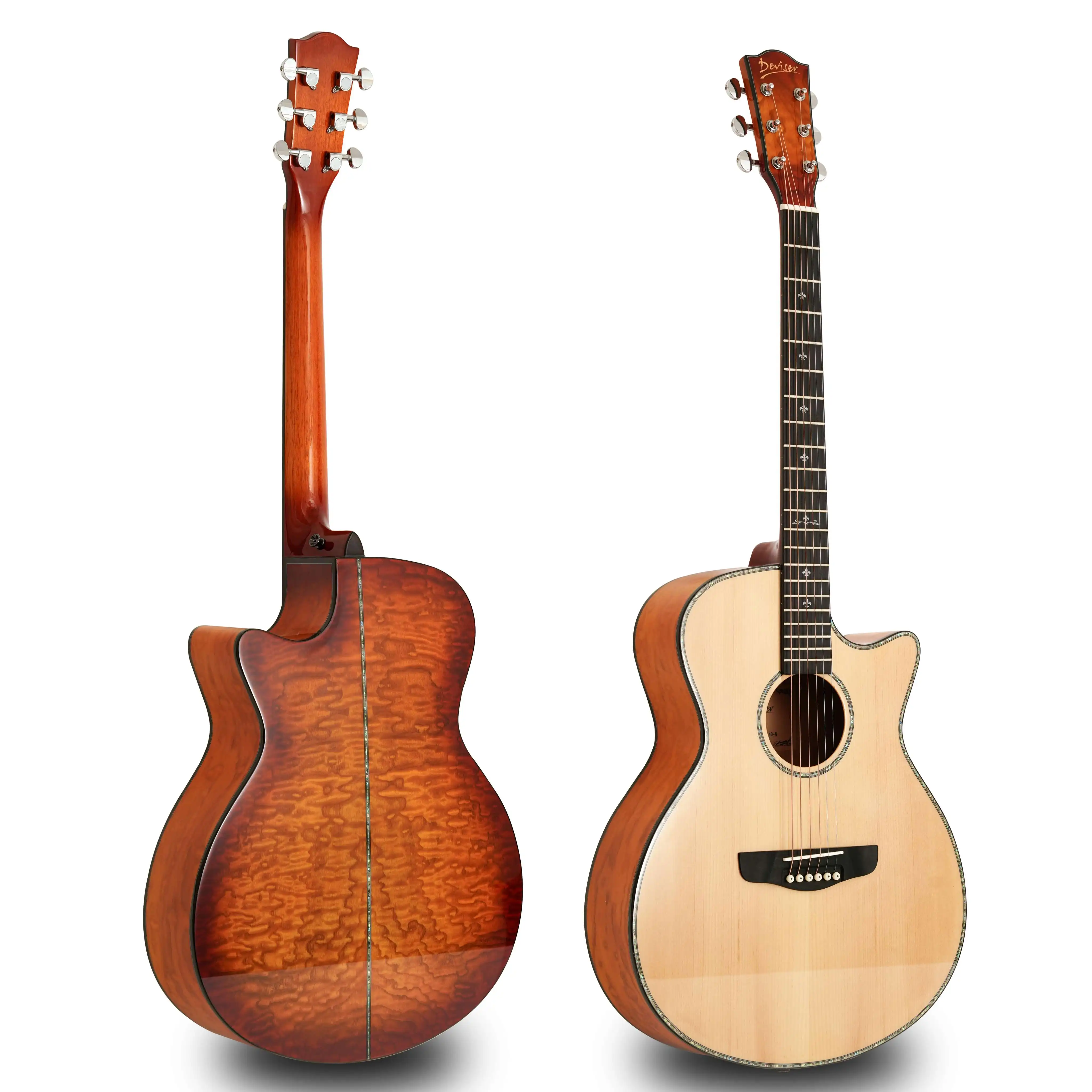 Semi acoustic guitar solid spruce wood acoustic guitar with EQ for playing