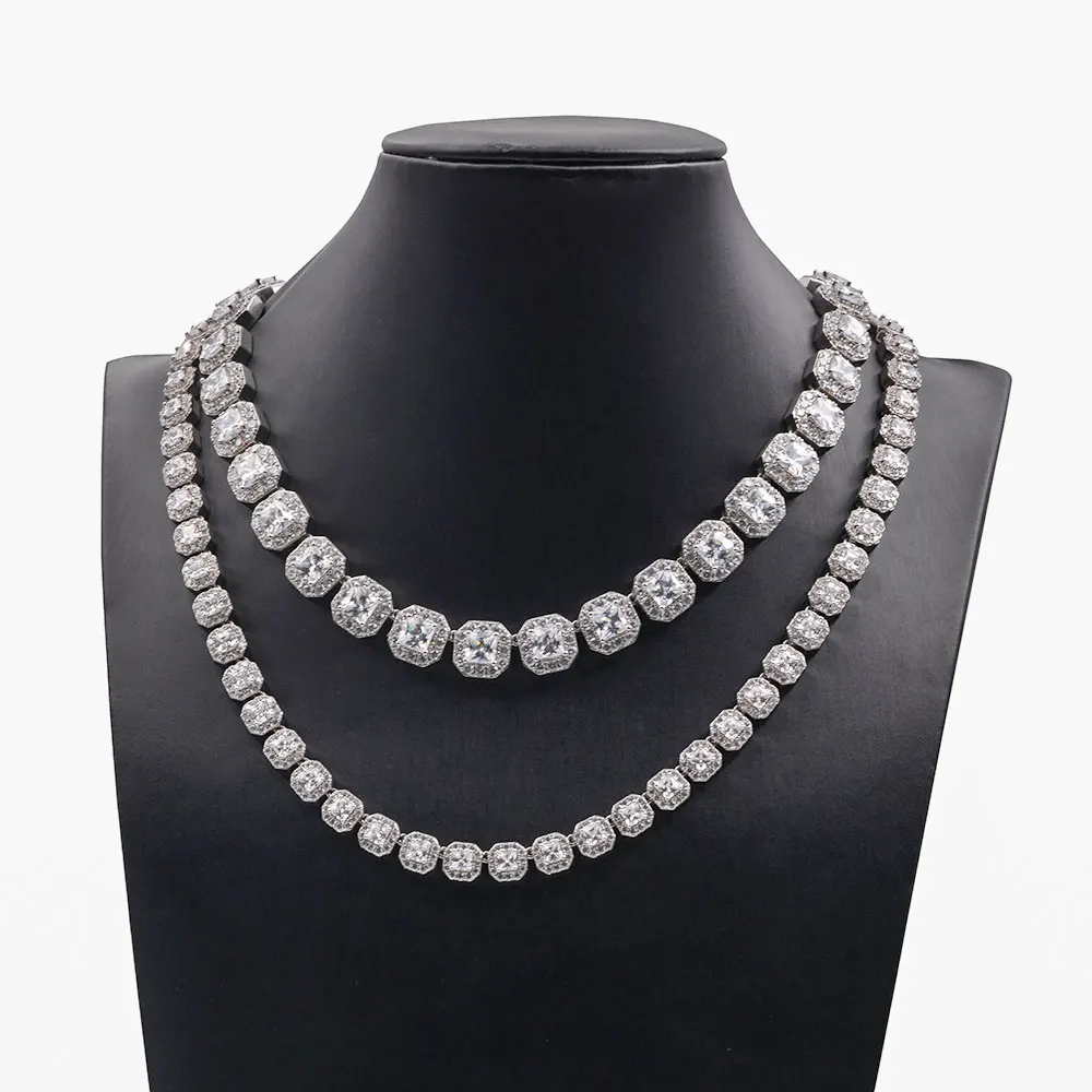 European And American Hot Selling Jewelry Crystal Sugar Hip Hop Necklace High Quality 8mm Zircon Rock Sugar Chain