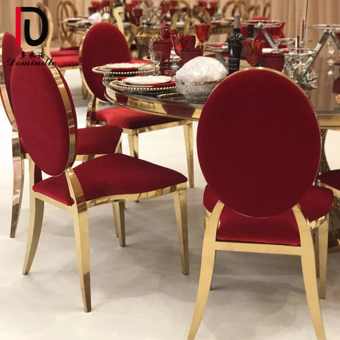 
Dominate hot selling stackable design round back stainless steel wedding chair 