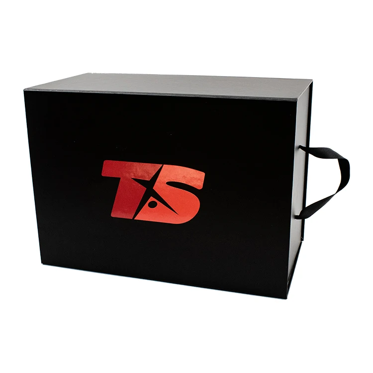 Large Black Magnetic Boxes Custom with Ribbon Handle and High-Quality Gift Box Packaging