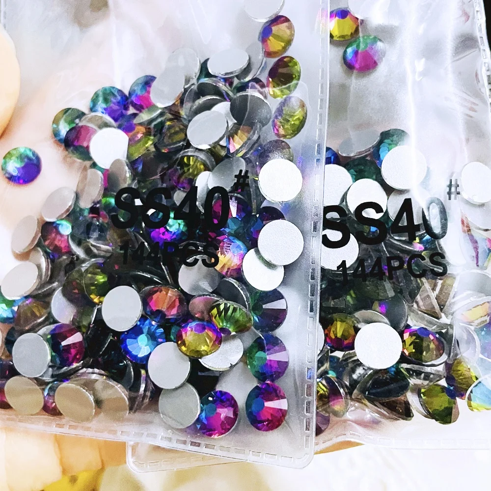 Yantuo SS40 8mm Green volcano rhinestones cristal Non-Hot Fix Crystal Rhinestones round Nail Flatback Glass Stone for Phone