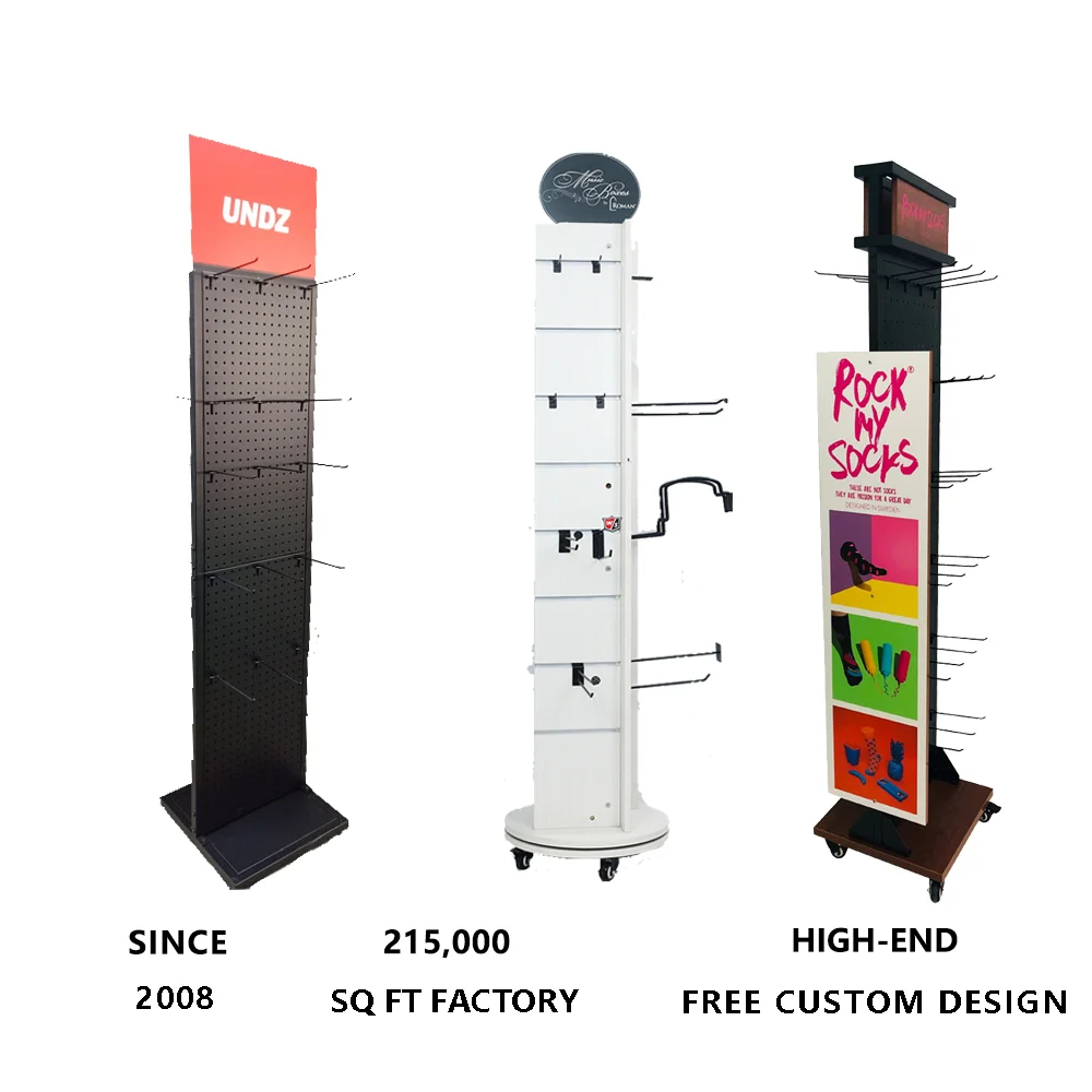 Hooks Display Rack Pop up Counter Wood Metal Display Tray Table Top Peg Display