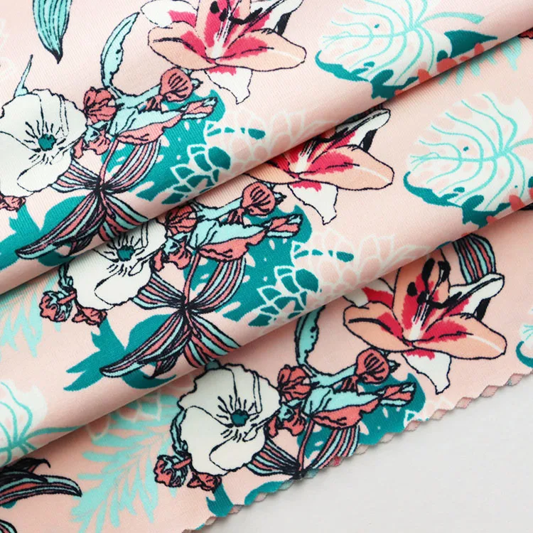 Wholesale 152cm*200gsm knitted digital printed flower pattern for dress