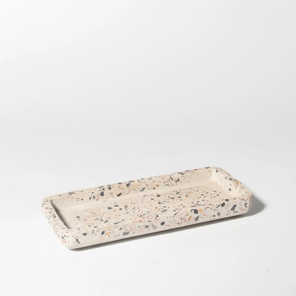Terrazzo concrete 4-Pieces toilet decoration Bathroom Accessories Set cement home Bathroom Set with soap dispenser tray
