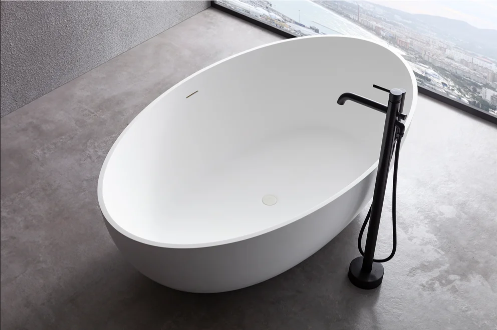 1700mm artificial stone solid surface freestanding 40 inch extra wide bathroom adult bathtub