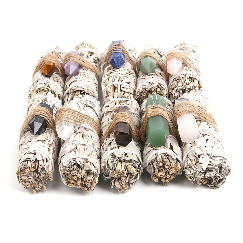 Оптовая продажа Калифорнийский пакет белого шалфея размазывающаяся палка с кристаллами двойные контакты