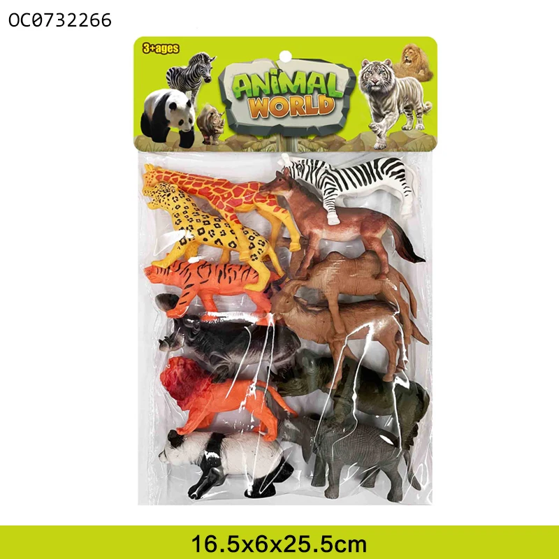 Kids early education wild animal toy set 12PCS realistic mini toys wild animal kingdom model set