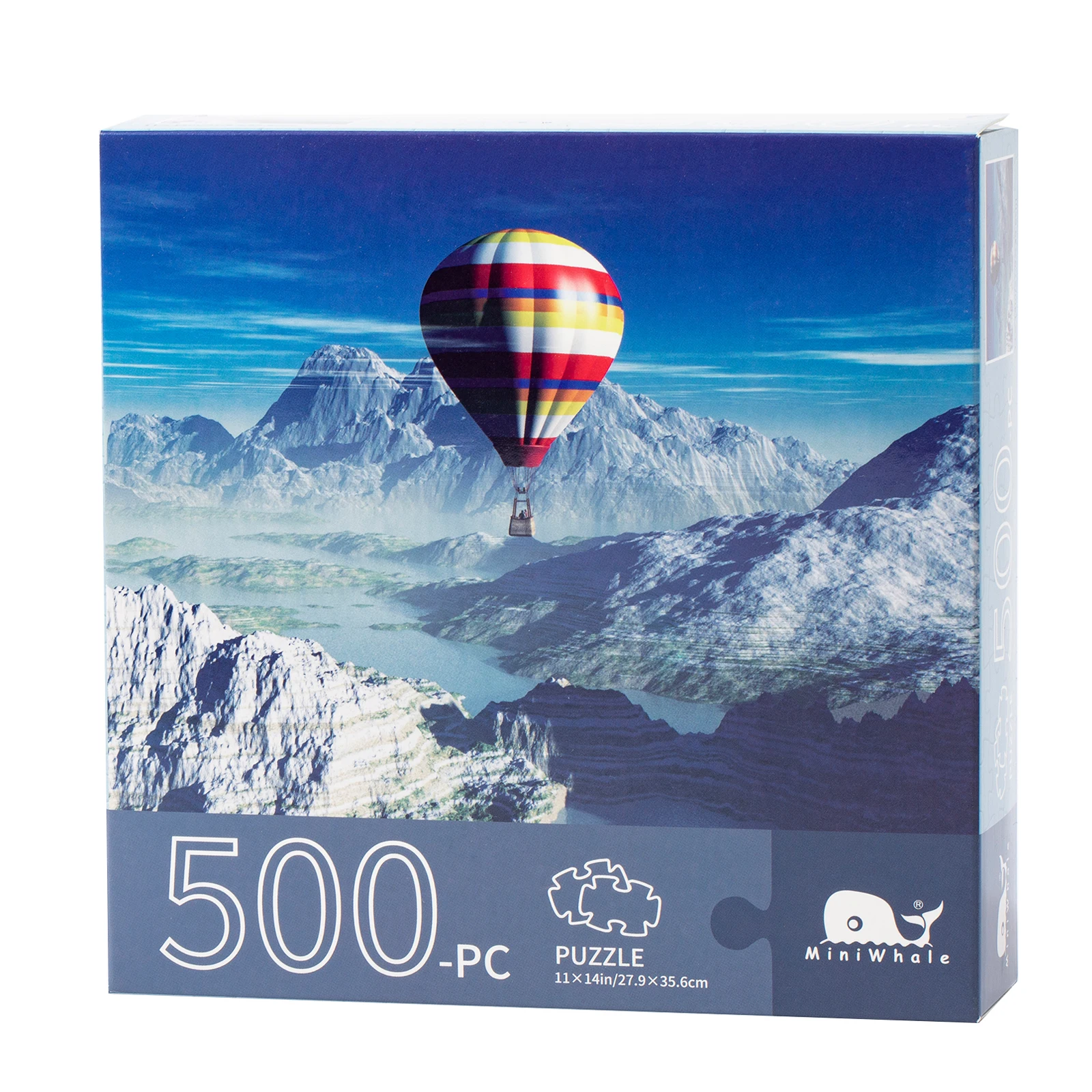 Miniwhale Free sample 500 pieces puzzle  OEM fire balloon mountain view jigsaw  puzzle eco friendly package