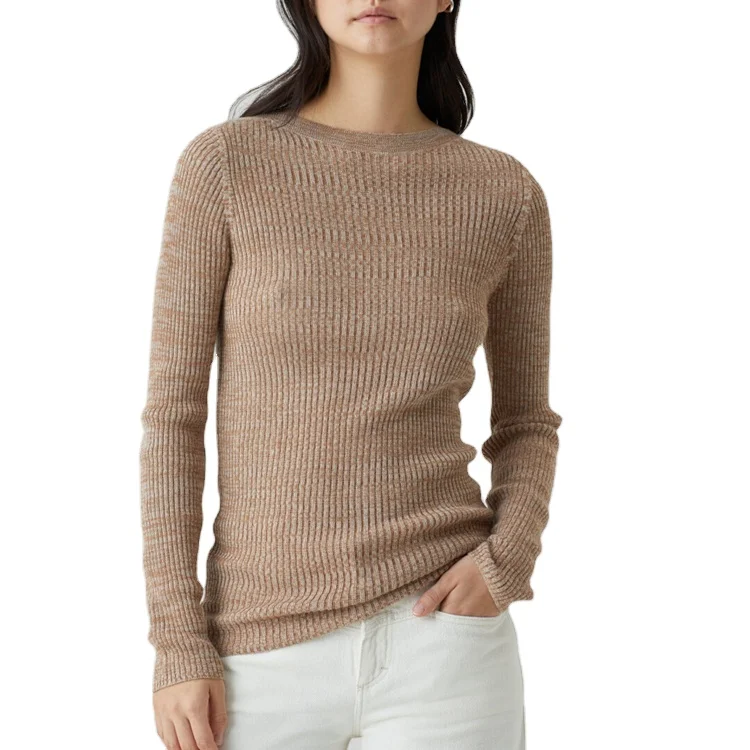 OEM ODM Sweater Women 2022 Custom Sweater Pullover Fine Rib Knit 16 gg and Boat Neck Women Sweater